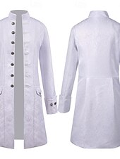 billige Antrekk-Sett retro vintage viktoriansk middelaldersk skjorte trench coat vampyr adelsmann jacquard fancy dress Menns Ebenezer Scrooge nisse Halloween karneval forestilling Ren Faire fest voksnes frakk