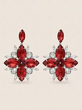 cheap Women's Earring-Women's Red Crystal Statement Earrings - Sparkling Christmas Jewelry Accessories for Holiday Parties and Festive Outfits