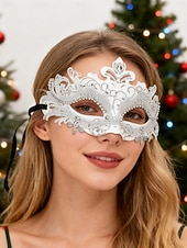 preiswerte Maskerade-Zubehör-Grüne Maskenmaske für Damen mit schwarzer Spitze und Strass-Details für Weihnachtsfeier, Ball &amp;Karneval