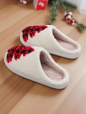 ieftine Flip-Flops de Damă-Papuci de Crăciun albi pentru femei, cu căptușeală plușată, pantofi confortabili de iarnă pentru petrecerea de sărbători &amp;oferirea de cadouri