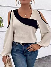 Pentru femei Bluză Simplu Elegant Stilat Modern Manșon Lung Asimetric Topuri obișnuite Zilnic Concediu Ieșire Peteci Roșu Vin Caisă Primăvară Toamnă Iarnă ieftine tricou simplu-Pentru femei Bluză Simplu Elegant Stilat Modern Manșon Lung Asimetric Topuri obișnuite Zilnic Concediu Ieșire Peteci Roșu Vin Caisă Primăvară Toamnă Iarnă