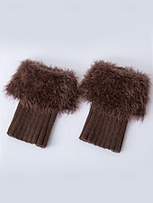 levne Dámské ponožky-Dámské manžety na boty z umělé kožešiny, nastavitelný akrylový úplet s plyšovými detaily, vánoční sváteční doplněk k obuvi v několika barvách