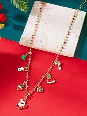 billige Halskjede for kvinner-Julekjede med sjarm til dame, flere stiler med sjarm til julenissen, snømannen og juletreet, perfekt til høytidsfester og festlige gaver.