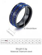 halpa Miesten korut-Miesten jouluinen titaaniterässormus punaisilla ja sinisillä kristallikivillä, useita värejä, täydellinen juhlamuotiin ja lahjaksi