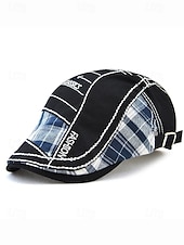 abordables Accessoires de Noël-Casquette plate à carreaux en coton pour homme, chapeau gavroche vintage en lierre avec coupe ajustable, cadeau de Noël élégant pour les tenues décontractées et les voyages en plein air