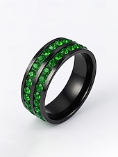 halpa Miesten korut-Miesten jouluinen titaaniterässormus punaisilla ja sinisillä kristallikivillä, useita värejä, täydellinen juhlamuotiin ja lahjaksi