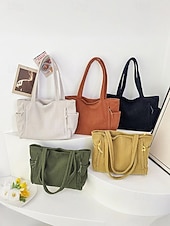 billiga Hand- och toteväskor-Dammanchesterväska, stor kapacitet, avslappnad vintage-axelväska, lättviktig shoppingväska för resor och arbete för damer