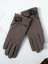 ieftine Accesorii de Crăciun-Mănuși de Crăciun pentru femei cu ecran tactil – material cald din poliester cu un design drăguț cu funde, perfecte pentru petreceri și ținute de iarnă