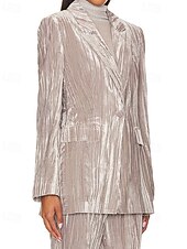 Dam Kavaj Sammetsblazers Håller värmen Bekväm Rynkad Ficka Knappar Elegant Retro Ensfärgat Formell Semester Gata Ledigt Normal Hakslag Normal Långärmad Ytterkläder Svart Vit Vin Höst Vinter billiga Damytterkläder-Dam Kavaj Sammetsblazers Håller värmen Bekväm Rynkad Ficka Knappar Elegant Retro Ensfärgat Formell Semester Gata Ledigt Normal Hakslag Normal Långärmad Ytterkläder Svart Vit Vin Höst Vinter