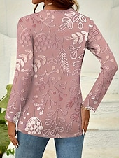 abordables Camiseta floral-Mujer Camiseta Estampado Floral Graphic Plantas Vintage Moda Elegante Manga Larga Cuello Barco Escote Redondo Tops regulares Diario Fin de semana Rosa Primavera Otoño Invierno