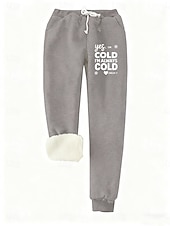 Χαμηλού Κόστους Παντελόνια ίσια-Γυναικεία Αθλητικές Φόρμες Παντελόνι Fleece Μοντέρνα Βασικό Καθημερινό Πλήρες μήκος Ψηλή Μέση Γράμμα Κορδόνι Τσέπη Στάμπα Διατηρείτε Ζεστό Αντιανεμικό Άνετα Μικροελαστικό