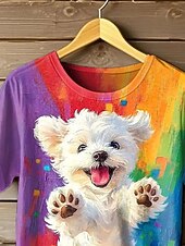 abordables Camiseta de Animales-Mujer Camiseta Estampado Graphic Animal Vintage Elegante Clásico Manga Corta Cuello Barco Tops regulares Diario Fin de semana Naranja Primavera, Otoño, Invierno, Verano