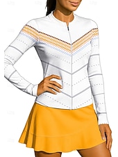 halpa Naisten paita-Naisten Geometrinen Urheilupaita Tennispaita Pitkähihainen Vetoketju Kukka-aihe UPF50+ UV-vastustuskykyinen Erittäin elastinen Kosteuden siirtävä Hengittävä Lentopallo Tennis Golf poolokaulus