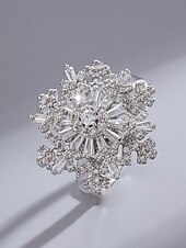 Недорогие Женские кольца-женское рождественское вращающееся кольцо в форме снежинки, регулируемое золотое и серебряное персонализированное украшение из кристаллов, элегантное праздничное коктейльное кольцо, идеально подходит для вечеринок и подарков