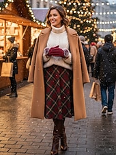 abordables Guantes de mujer-Guantes táctiles navideños para mujer con pompones de piel sintética de conejo, tejido de poliéster cálido, varios colores, perfectos para la moda de invierno y regalos navideños.