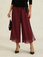 Недорогие женские классические брюки-Жен. Нахальный Отпуск Классика До щиколотки Нормальная Эластичная талия Стильные Мода Эластичная Офис Официальные На каждый день Винный Лето Весна Осень