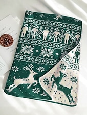 abordables Foulards pour femmes-Écharpe de Noël pour femme en maille avec motif renne – matière acrylique, motif festif pour les fêtes et les vêtements d'hiver