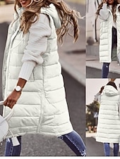 رخيصةأون معاطف شتوية-نسائي جاكيت كاجوال سترة مريح متنفس سحاب جيب كاجوال سهل عطلة شارع فضفاض مناسب للبس اليومي صدر فردي طويلة مع قبعة عادي بدون كم ملابس خارجية أبيض أحمر أرجواني الربيع الخريف