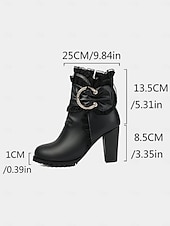 preiswerte Stiefeletten-Rote Damenstiefeletten mit goldener Schleife – festliche High Heel-Stiefel für Damen – perfekt für Weihnachtsfeiern, Feiertagstreffen und Abende