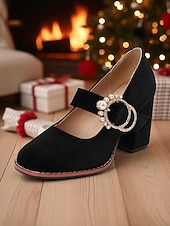 billiga 50-tals retro-Gröna Mary Jane-klackar i sammet med grov blockklack och pärlspänne - vintage retro-skor från 1950-talet för damer, perfekta för julfester och bröllop. &amp;kvällsevenemang