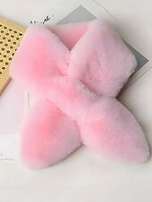 baratos Lenços Femininos-cachecol feminino de pele sintética de natal, aquecedor de pescoço macio com nó cruzado, xale elegante de inverno para festas de fim de ano e presentes