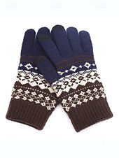 Недорогие Мужские перчатки-мужские рождественские перчатки для сенсорных экранов – теплые перчатки на флисовой подкладке с скандинавским вязаным рисунком – многоцветные варианты – идеально подходят для подарков на праздники и зимних мероприятий