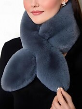 baratos Lenços Femininos-cachecol feminino de pele sintética de natal, aquecedor de pescoço macio com nó cruzado, xale elegante de inverno para festas de fim de ano e presentes