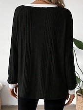 Χαμηλού Κόστους Απλή μπλούζα-Γυναικεία Μπλούζα Κουρελού Συμπαγές Χρώμα Στυλάτο Καθημερινό Μακρυμάνικο Στρογγυλή Ψηλή Λαιμόκοψη Κανονικά μπλουζάκια Καθημερινά Μαύρο Ανθισμένο Ροζ Φούξια Γκρίζο Άνοιξη Φθινόπωρο Χειμώνας