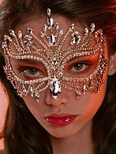 Недорогие Аксессуары для маскарада-Женская маскарадная маска с кристаллами и стразами, роскошная золотая маска для лица с драгоценными камнями для женщин, элегантный аксессуар для костюма для балов-маскарадов и вечеринок