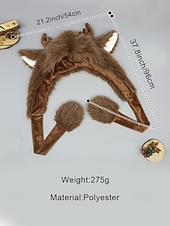 olcso Férfi kalapok-unisex karácsonyi rénszarvas sapka – kényelmes műszőrme sapka agancsokkal és fülvédőkkel – tökéletes ünnepi kiegészítő férfiaknak és nőknek – poliészter anyag