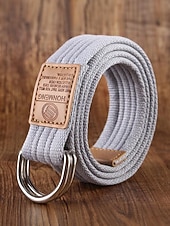 economico Cinture da uomo-cintura natalizia in tela da uomo – cintura regolabile in tessuto di cotone con cinturino in pelle e fibbia ad anello in metallo – disponibile in rosso, blu navy, nero e altri colori – elegante accessorio natalizio per uomo