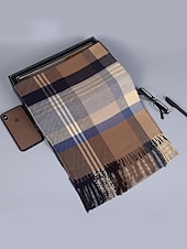 levne Pánské kravaty a motýlky-Pánská vánoční kostkovaná šála – stylová polyesterová šála s třásněmi – dostupná v několika barvách – teplý sváteční doplněk pro muže