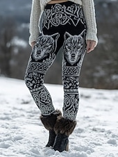 economico stampa vichinga-Leggings Boho Viking da donna Stile etnico vintage a vita alta a lunghezza intera Stampa 3D astratta di animali grafica ad asciugatura rapida traspirabilità morbida elastica formale all'aperto