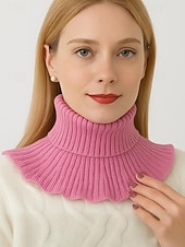 abordables Foulards pour femmes-Col côtelé en acrylique de Noël pour femme – confortable et élégant avec des bords volantés, disponible en plusieurs couleurs, parfait pour les vacances d'hiver et les occasions festives