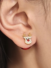 tanie Kolczyki damskie-Damskie Kolczyki w kształcie obręczy Stop Święta Moda Zaokrąglony