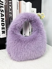 billiga Julpåsar-Damaxelväska i fuskpäls, mjukt plyschmaterial, elegant luffarmodell för julfester, finns i flera färger