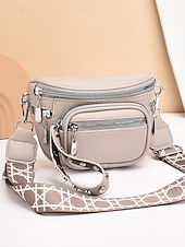 economico Borse a Tracolla-Borsa a tracolla da donna in similpelle bordeaux con tasche multiple con cerniera, tracolla larga e finiture argentate, elegante borsa da viaggio a mani libere per l'uso quotidiano e per gli outfit delle vacanze natalizie