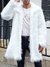 preiswerte Herrenjacken &amp; Herrenmäntel-Herren Winterjacke Kunstpelzmantel Urlaub Täglich Thermowarm Fleece Herbst Winter Einfach Mode Streetwear Revers Lang Kamel Dunkelgrau Schwarz Weiß Gelb Jacken