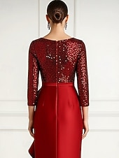 economico Abiti da cocktail-Linea ad A Tubino Colonna Asimmetrico Lunghezza al pavimento Abiti da Cocktail Abito da Sera Abiti da festa Elegante Setoso Manica Lunga Girocollo Matrimonio Formale Raso Con Paillettes con Glitter