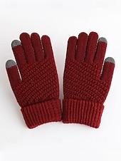 economico Guanti da donna-Guanti invernali termici da donna con touchscreen, guanti caldi in maglia foderati in pile per Natale, abbigliamento da esterno per il freddo e regali per le feste