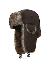 levne Dámské klobouky-Pánská vánoční čepice s kožešinovou podšívkou – nepromokavá, teplá a útulná, s detaily z umělé kožešiny, ideální na zimní dovolenou a outdoorové aktivity