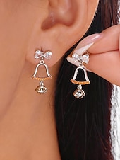 halpa Naisten korvakoru-Naisten jouluiset rusettikorvakorut kimaltelevalla punaisella viimeistelyllä, juhlava lomakoru joulujuhliin, lahjaidea