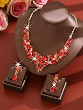 رخيصةأون زفاف ACC-مجموعة مجوهرات نسائية من الكريستال الأخضر - قلادة أنيقة من أحجار الراين وأقراط متدلية لحفلة عيد الميلاد أو الولائم المسائية أو هدية العيد