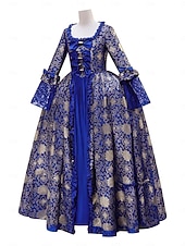 Недорогие Платья-Рококо Викторианский стиль Эпоха возрождения В пол Платья Костюм для вечеринки Маскарад Большие размеры Нормальная Буфф / баллон Вспышка рукава Принцесса Кружева Тюль Винтаж С пышной юбкой