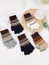 Недорогие Мужские перчатки-мужские рождественские перчатки для сенсорных экранов – теплые перчатки на флисовой подкладке с скандинавским вязаным рисунком – многоцветные варианты – идеально подходят для подарков на праздники и зимних мероприятий