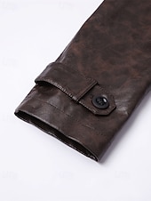 preiswerte Kunstlederjacke-Herren Kunstlederjacke Bikerjacke Motorradjacke Urlaub Täglich Winddicht Warm Tasche Frühling Herbst Einfach Mode Klassisch Revers Regulär Schwarz Kaffee Jacken