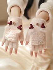 お買い得  レディース手袋-女性用クリスマスギフトの豪華な手袋、マルチカラー、ふわふわの柔らかい素材、トナカイの角のデザイン、毎日の通勤や休日のお祝いに最適