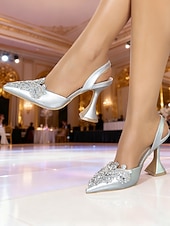 tanie Sandały na obcasie z odkrytymi piętami-damskie złote zdobione szpilki typu slingback z kryształkami na koktajlowe przyjęcie &amp;wydarzenia formalne