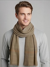 preiswerte Krawatten &amp;amp; Fliegen für Herren-Leichter gestreifter Baumwollschal für Herren – lässiger, weicher Fransenschal im Vintage-Stil für Outdoor-Reisen im Herbst und Winter und den Alltag