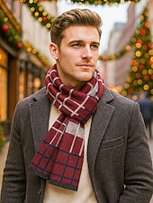 economico Cravatte e papillon da uomo-sciarpa scozzese natalizia da uomo, materiale in poliestere, vari colori, perfetta per la moda invernale e come regalo per le feste